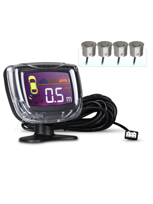 Intelligent Parking Assistant System with 4 MID Grey Ultrasonic Rear Sensors