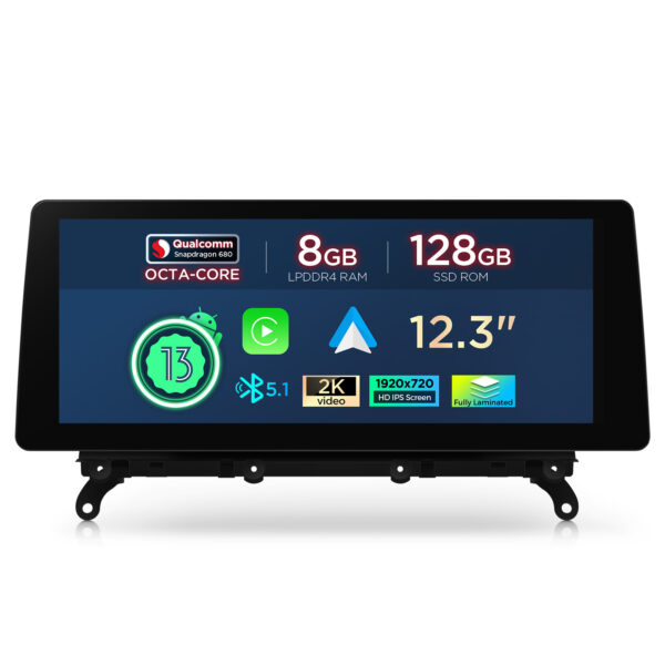 寶馬 | X3 | 安卓系統 & OEM 系統 | 高通 680 | 八核心 | 8GB 記憶體 & 128GB 儲存空間  | QGB23NB12X3