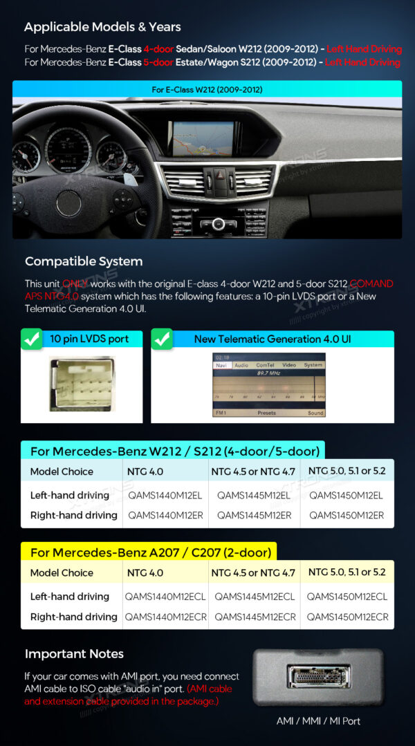 梅賽德斯-賓士 |E 級 |Android OS & OEM系統 |八核 |4GB RAM & 64GB ROM |集成 4G LTE |QAMS1440M12EL