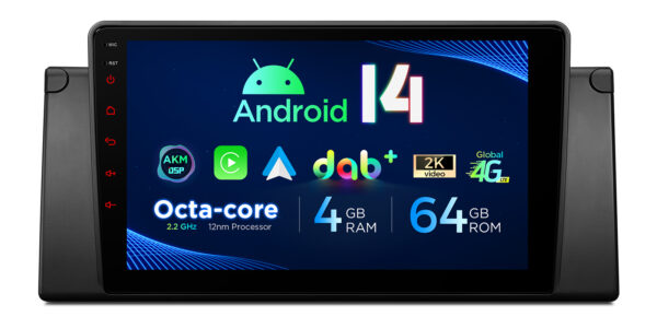 寶馬 E39/E38 |安卓 14 |八核 |4GB RAM & 64GB ROM |全球 4G LTE 解決方案 |PXP9439BGDAB